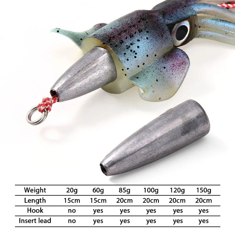 【Special Deal】Glow Fishing Soft Lure Octopus Calamar Pesca Mar Sea Fishing Wobbler Bait Squid Jigs Fishing Lures Silicone Lure