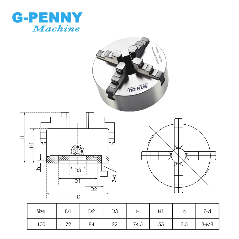 NEW! 4th Axis 3/4Jaw 100mm CNC dividing head/Rotation Axis/A axis kit NEMA34 86HS45N 4.5N.m & HBS86H & Tailstock Changeable Head