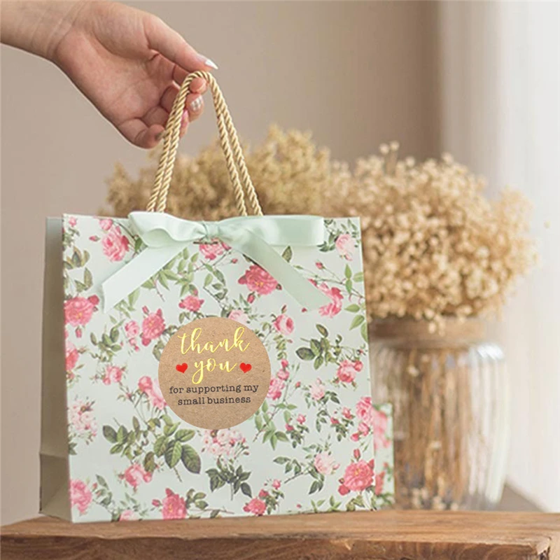 500 Chiếc Cảm Ơn Bạn Dán Tròn Giấy Kraft 1Inch Miếng Dán Thủ Công Làm Bánh Gói Nhãn Nhỏ Store Kinh Doanh Bao Bì Dán