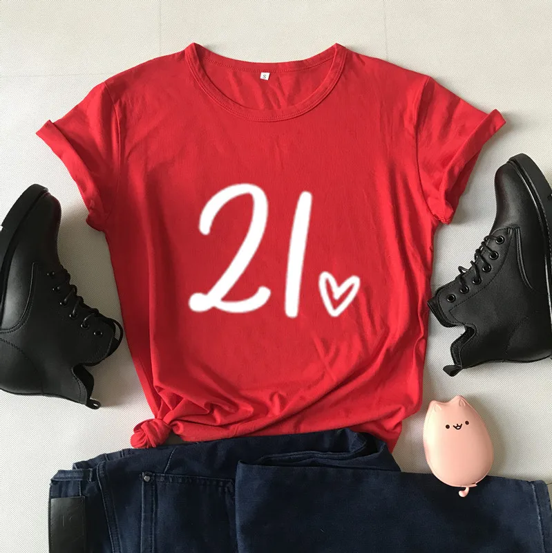 

21 Birthday T Shirt Girl Born In 1999 Gift Tshirt Harajuku Fashion Graphic Women Cotton Shirts Plus Size O Neck Short Sleeve Tee