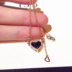 Hot Sale Super Shine Inlaid Rhinestone Heart Bracelet for Women Cubic Zircon Temperament Colar Stylish Pendant