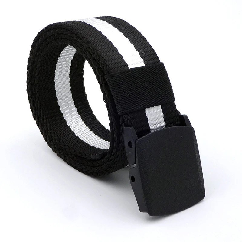 Men's Black Nylon Belt  Fashion Outdoor Plastic steel Automatic Buckle Canvas Belts Casual Pants Cool Wild luxury Waist Belts