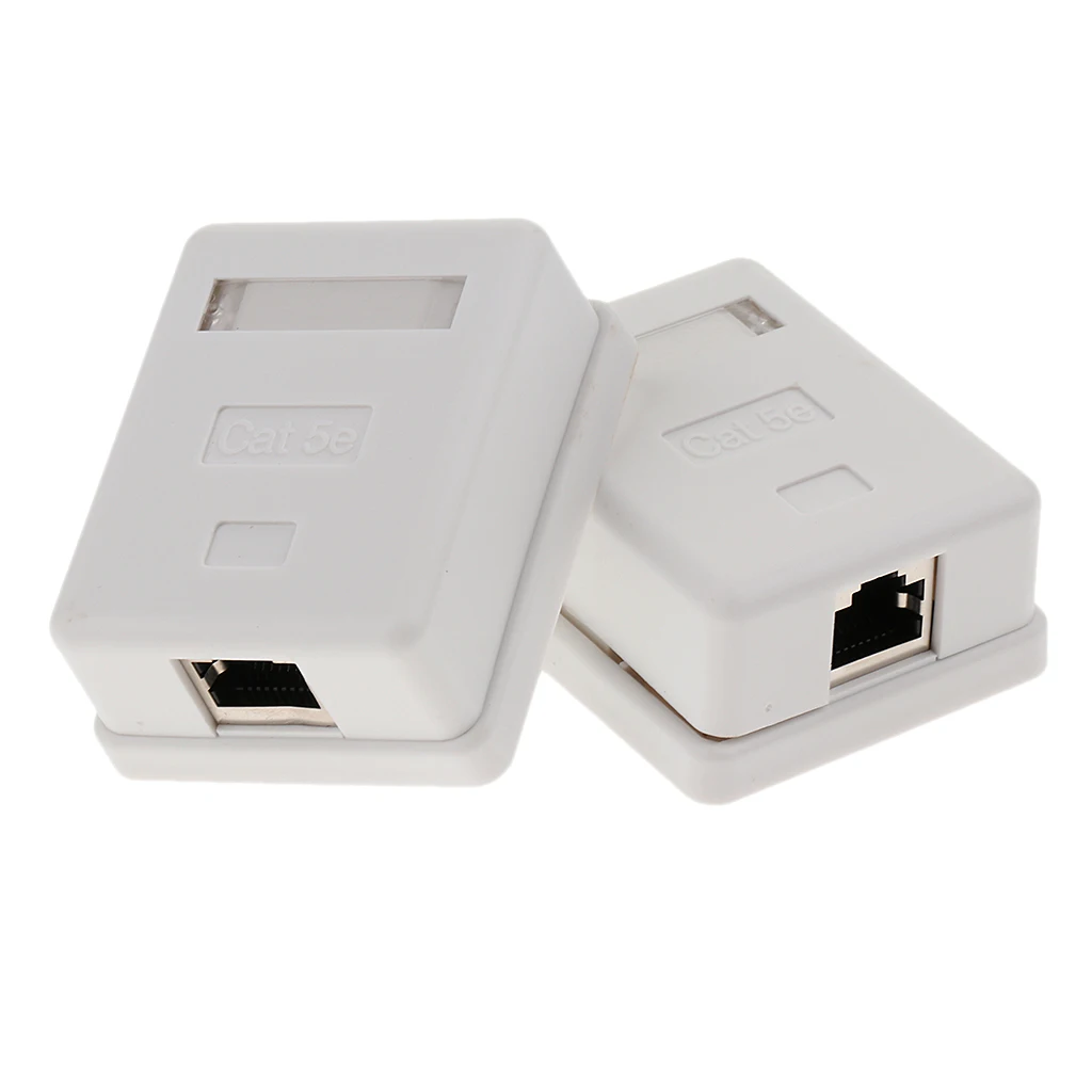 2 Sk.Single Port Cat5e Surface-Mount Box 1x  Ethernet Port Cat5e  Network / Internet Cable Wall Mount Junction Box