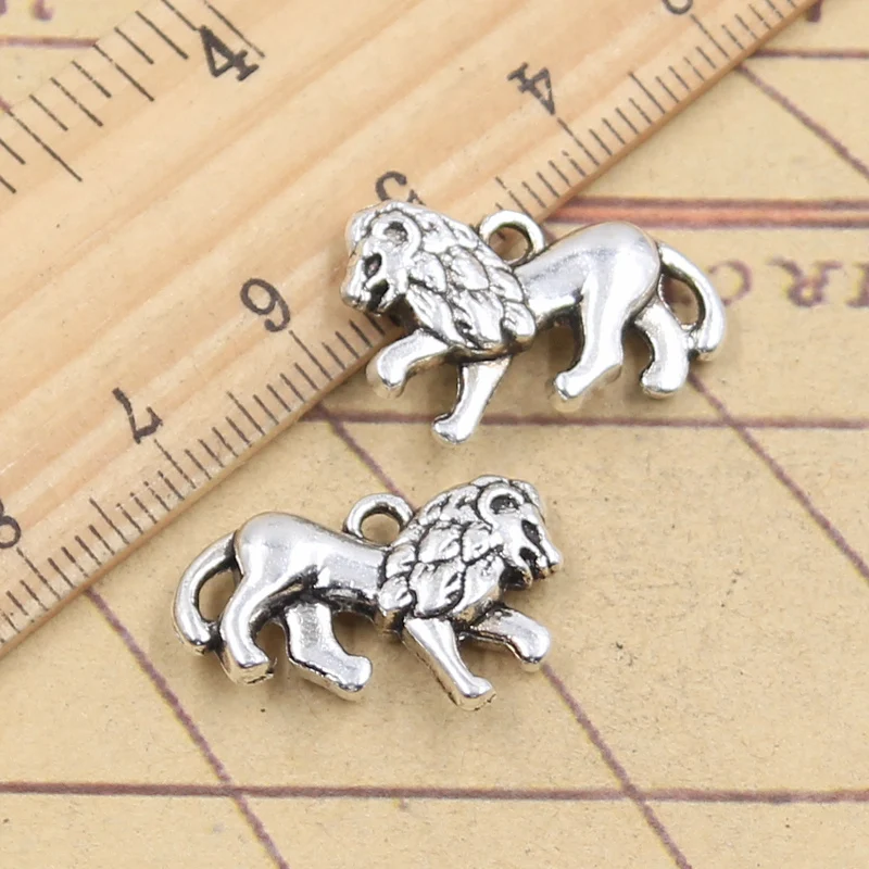 10pcs Charms 3D Animal Lion 15x22mm Tibetan Bronze Silver Color Pendants Antique Jewelry Making DIY Handmade Craft