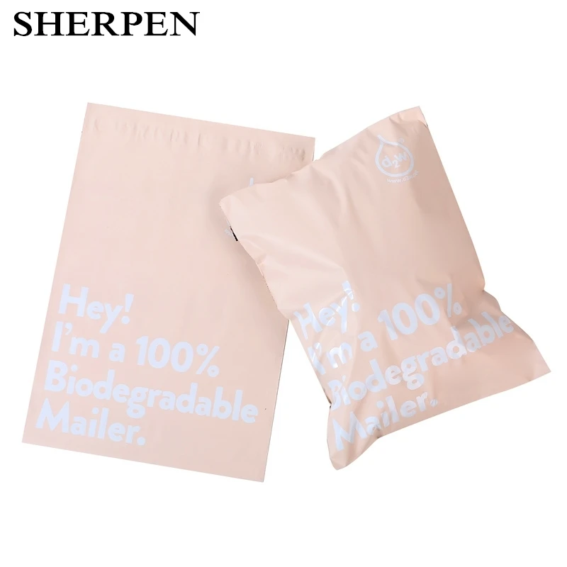 SHERPEN Beige 100% Biodegradable Packaging Mailing Post Bags Eco-Friendly Waterproof Clothing Bag Envelope Courier Shipping Bags