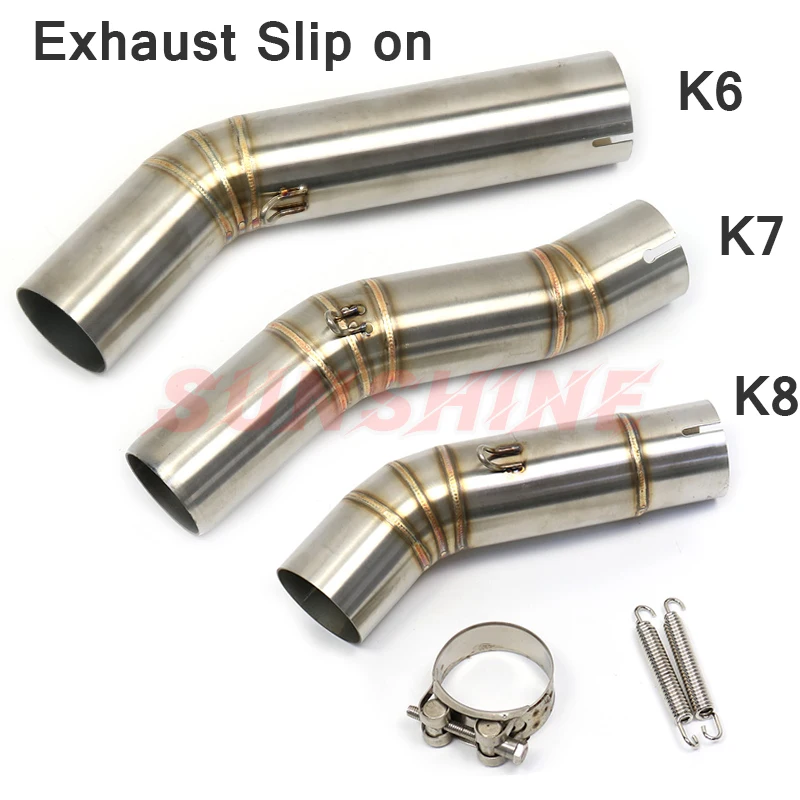 For K5 GSXR1000 600 K6 K7 K8 DL1000 Slip on Exhaust Middle Pipe Motorcycle Muffler Connection Link Motorcross Pitbike Tube Steel