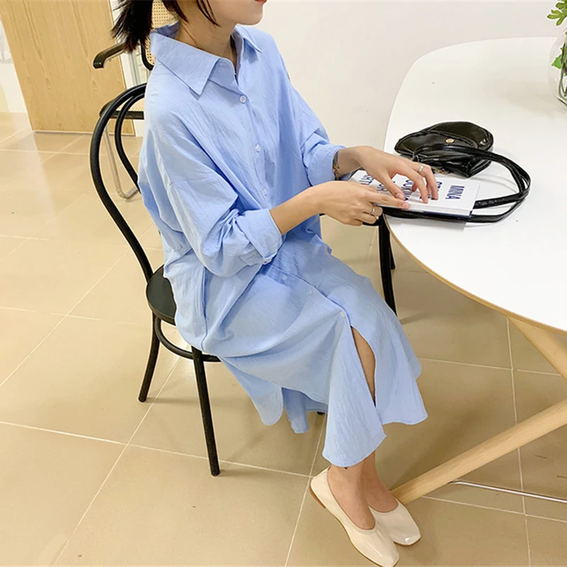 Blosue Áo Sơ Mi Nữ Cotton Chất Lượng Cao Áo Xuân Hè Dài Tay Áo Sơ Mi Trắng Rời Nữ Casual Nữ Cao Cấp