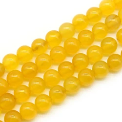 Natural Stone Yellow Agates Beads  Round Loose Beads For Jewelry Making Needlework  Diy Bracelet Charm Pick Size Strand 4-12 MM