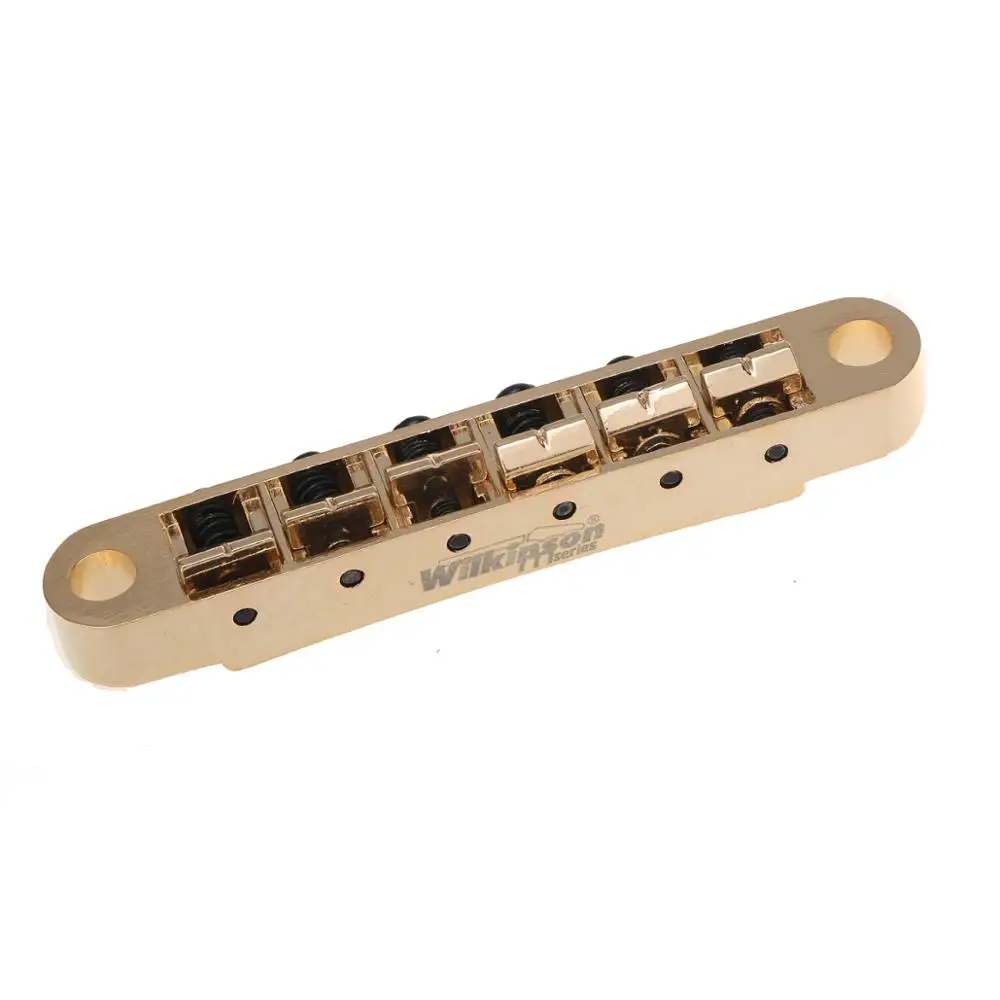 Wilkinson 52mm(2-3/64 inch) String Spacing Wide Style Tune-o-matic Bridge for Gibson/Epiphone Les Paul Style Guitar, Gold