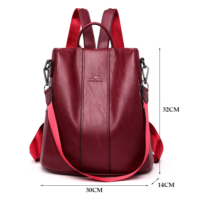 Casual Anti Thief Backpack for Women Shoulder Bag Famous Brand Soft Leather Backpack Female Simple School Bags for Teenage Girls