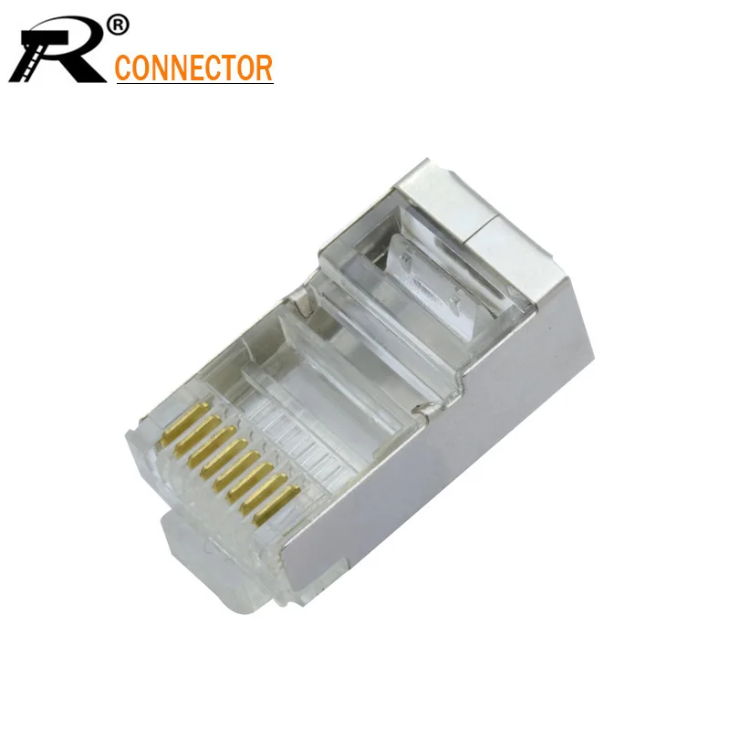 1pc Crystal 8Pin RJ45 Modular Plug Rj-45 Network Cable Connector Adapter for Cat5E Cat6 Rj45 Ethernet Cable Plugs Heads