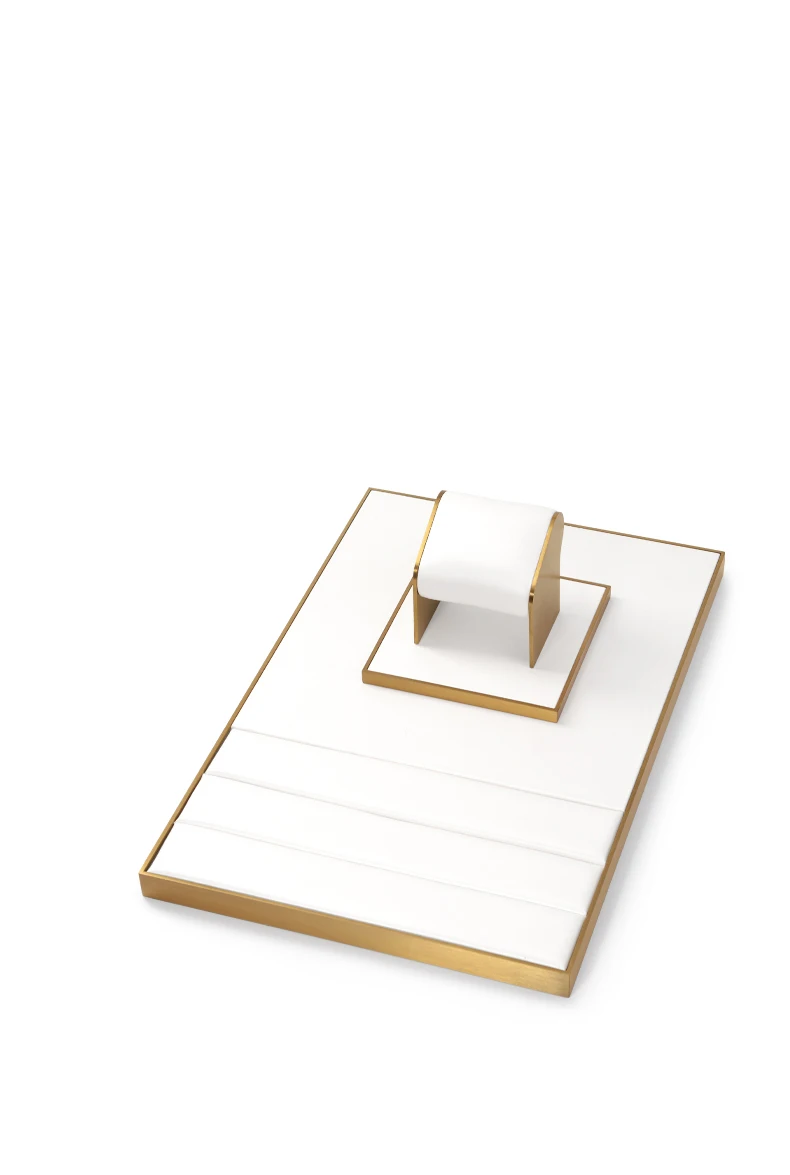 Oirlv Leder Gold Metall Schmuck-Display-Set Vitrine Organizer für Halsketten, Ringe, Armbänder für Ladentheken – Detail 10