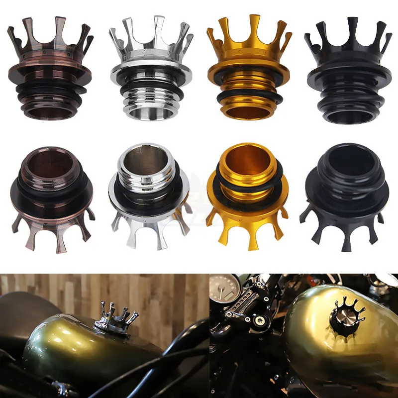 High Quality Motorcycle Right-hand Crown Style Thread Fuel Gas Cap For Harley Sportster 883 48 1200 Road King Dyna FLST Softail