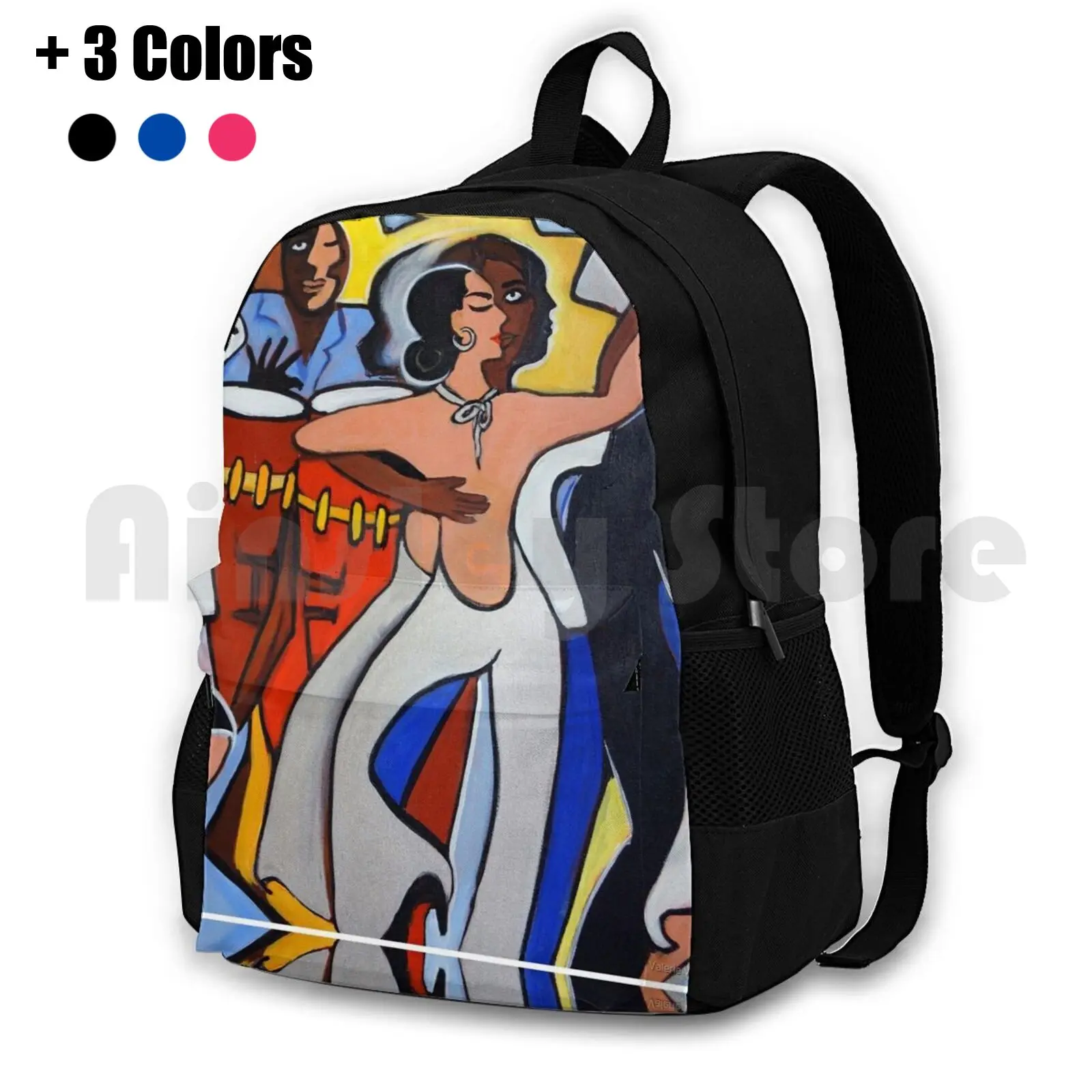 Salsa In Silver Lamé Outdoor Hiking Backpack Riding Climbing Sports Bag Silver Lame Dancers Salsa Music Guayabera Jumpsuit Red