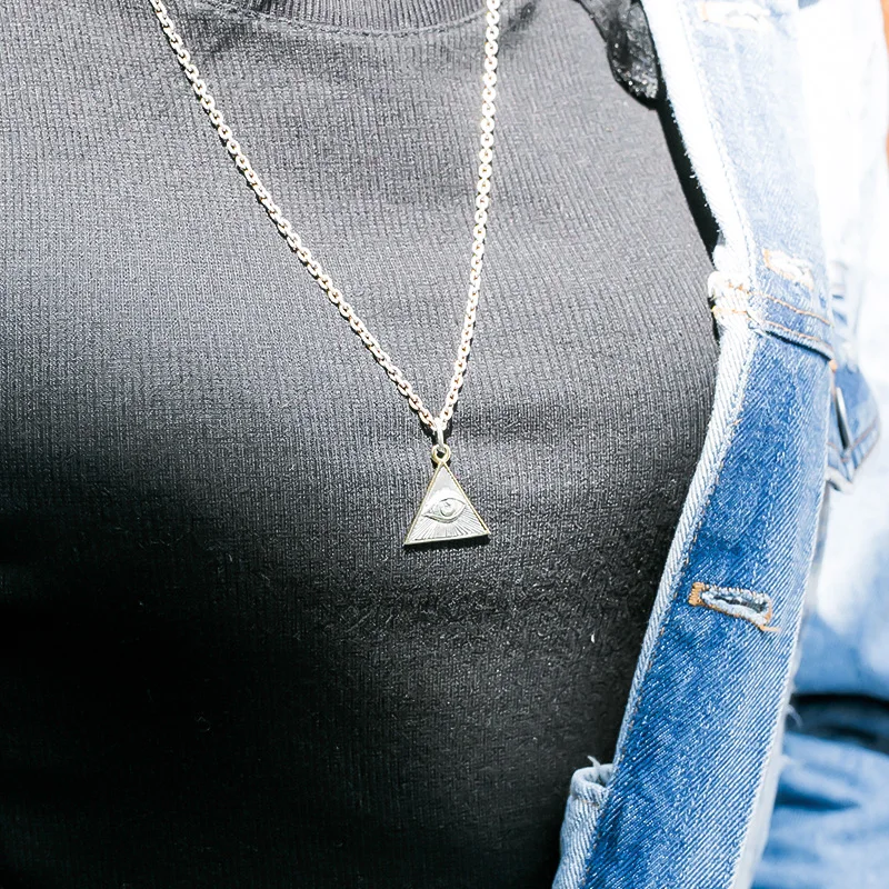 Ruibeila triangolo occhio di dio 925 ciondolo in argento collana retrò personalità collana in argento tailandese per inviare un amico