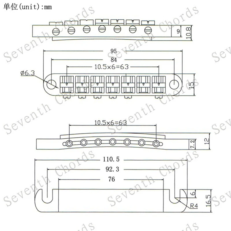 EIN Set 7 Saiten Brücke Und Saitenhalter Für E-gitarre Chrom Und Schwarz Für Wählen Musical Instrument Zubehör Teile – Detail 26
