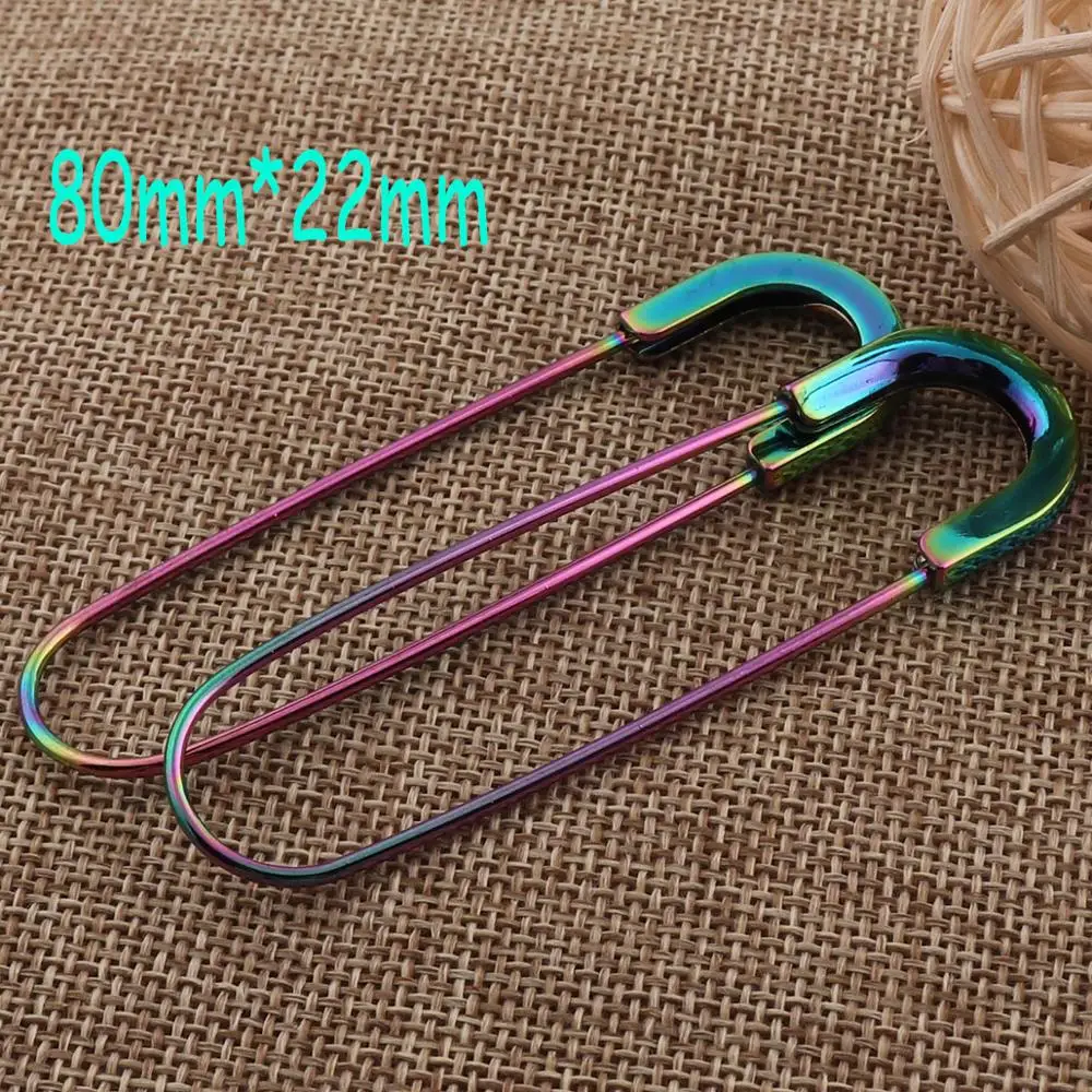 

10 PCS Rainbow Safety Pins 80mm Craft Brooch Markers Pins Loops Charms Jewelry Tag Fasteners Cips Charms