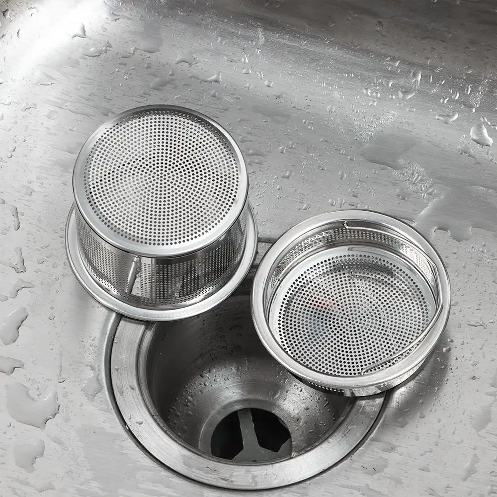 Upgrade Waste Drainer Stainless Steel Cleaning Stuff Cover Food Hair Stopper Plug Filter Basket Sink Strainer Colander