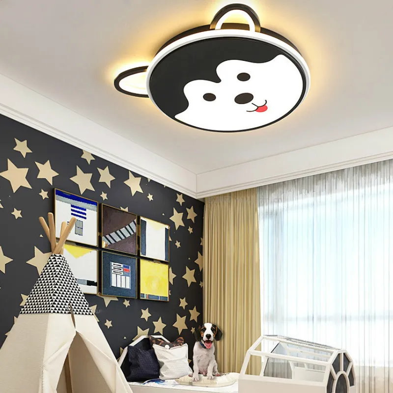 

Black cartoon dog modern led chandelier ceiling for children room girl boy bedroom furnishing led chandelier lamp doggy LB022020