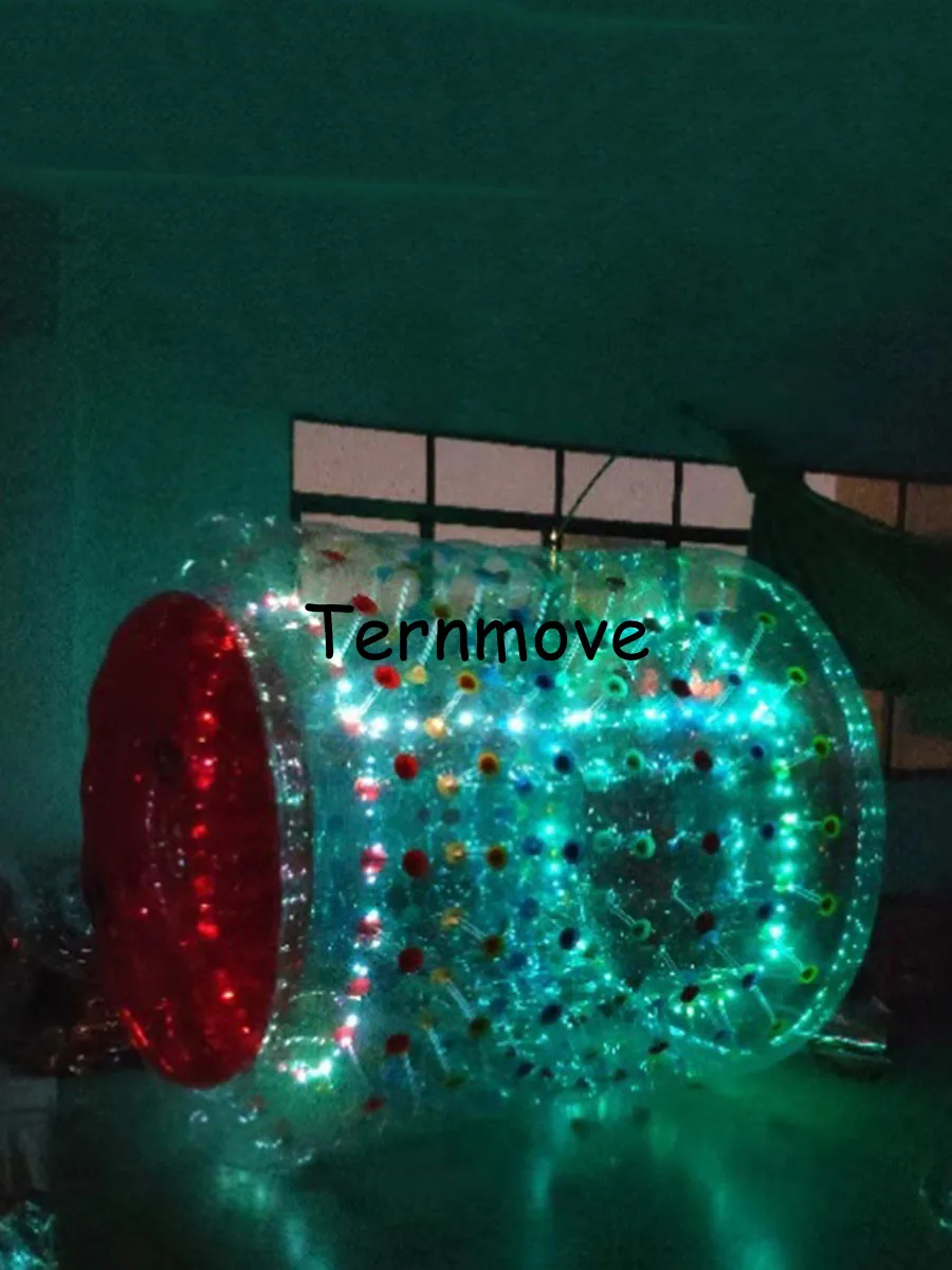 Aufblasbarer Rollerzylinder mit LED-Licht, Wasser Zorbing Walking Bälle, Wasserspiel, Sportspielzeug, Wasserroller, Walking Ball