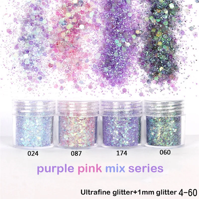 Glitter Holographic Nail Paillette 1Jar Purple Pink Mixed Series New Arrivals Nails Sequin Thin Flakes Manicure 3D Decor Tips