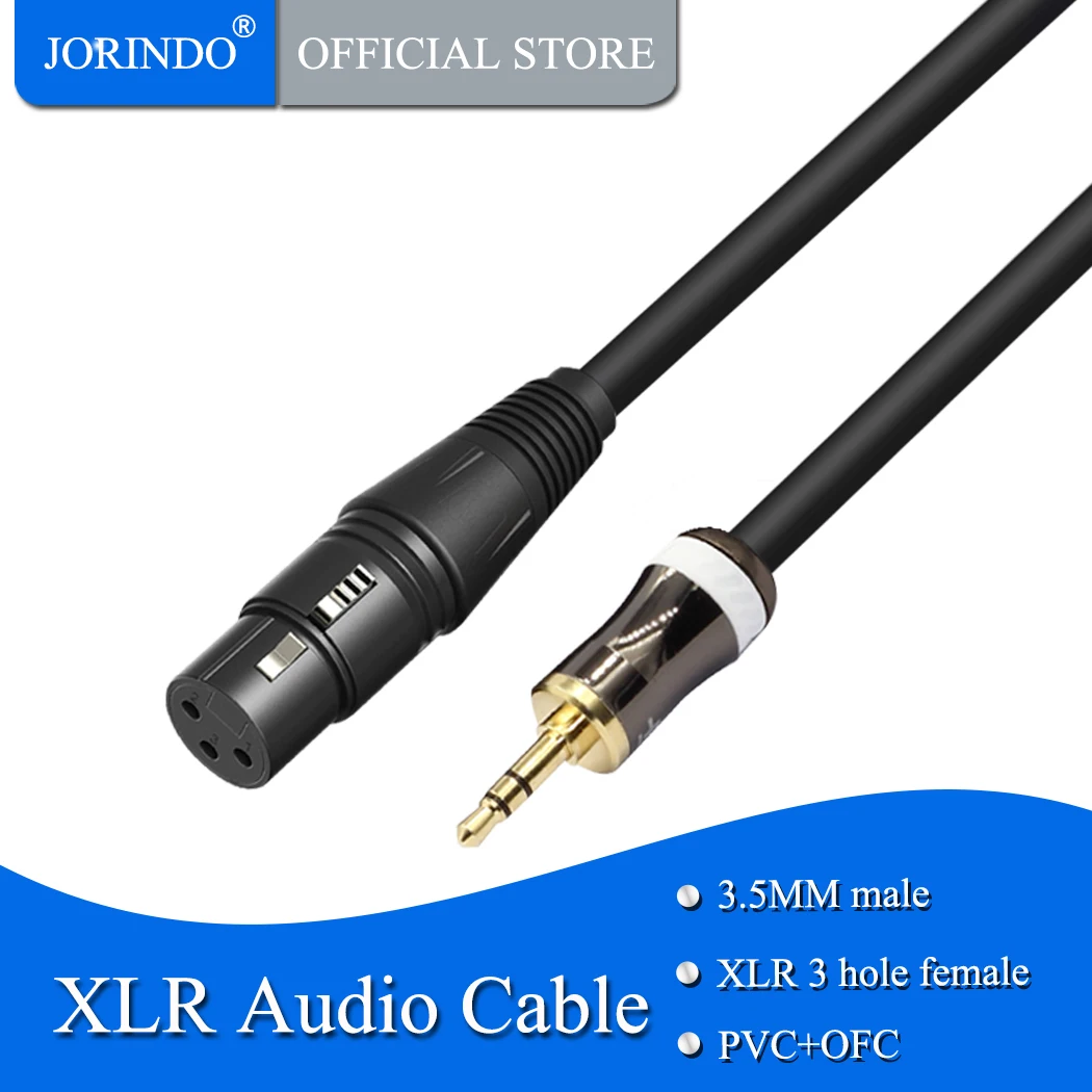 JORINDO-cable de micrófono macho a hembra XLR, extensión de 1,5 M/4,9 pies, 3,5 MM, para conexión a mezclador de portátil, cable amplificador