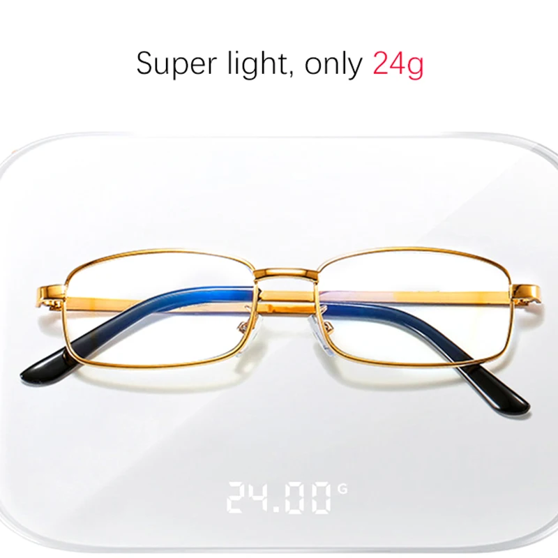 Anti-Fatigue Reading Glasses for Men Women Simple Square Frame Read Glasses Lightweight Metal Presbyopic Eyeglasses 250