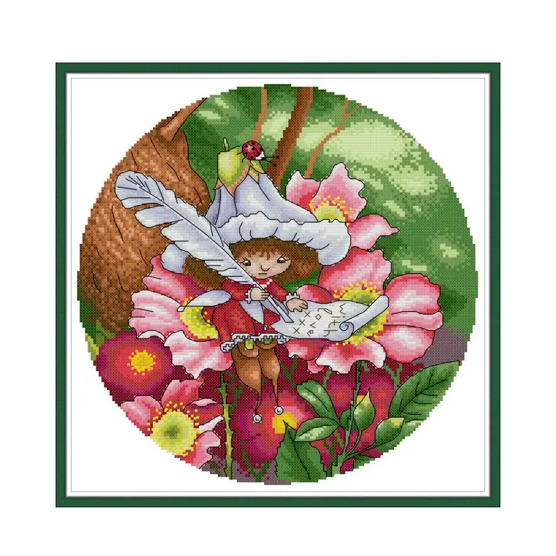 Cross-Stitch Kits Embroidery Handmade Decoration Lovely Flower Fairy Printed Stamped 14CT 11CT Fabric Gifts Thread Needlework