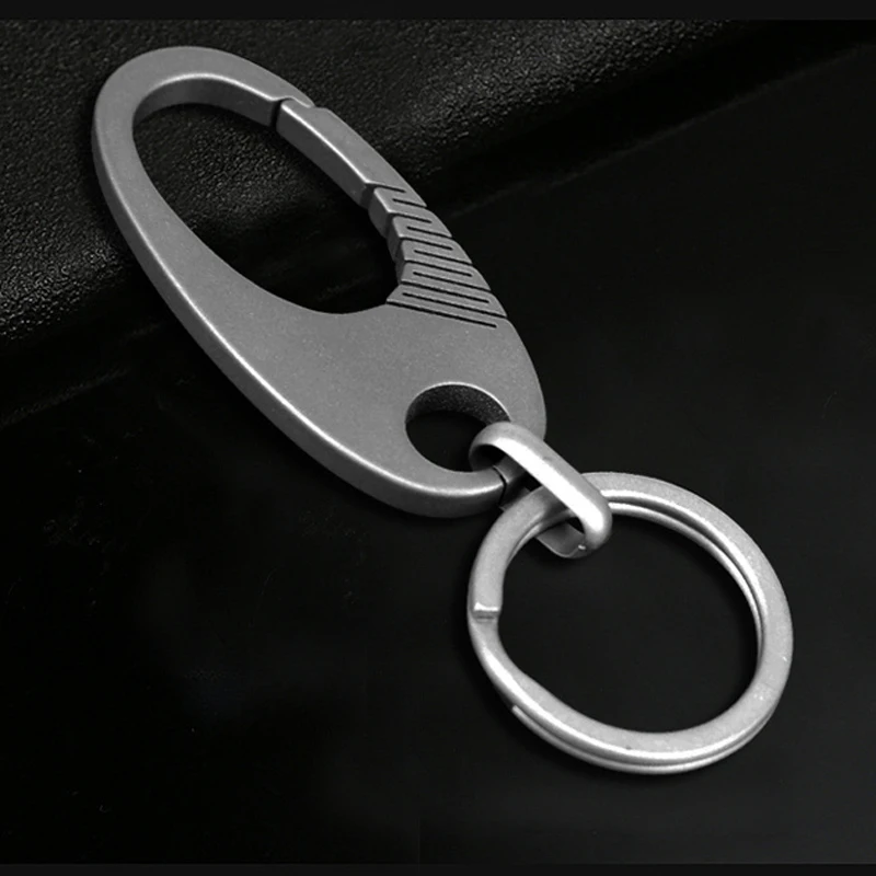 Super Lightweight Pure Titanium Keyring Spring Buckle Car Key Chain Men Hanging Buckle Creative Accessories Pendant Gift