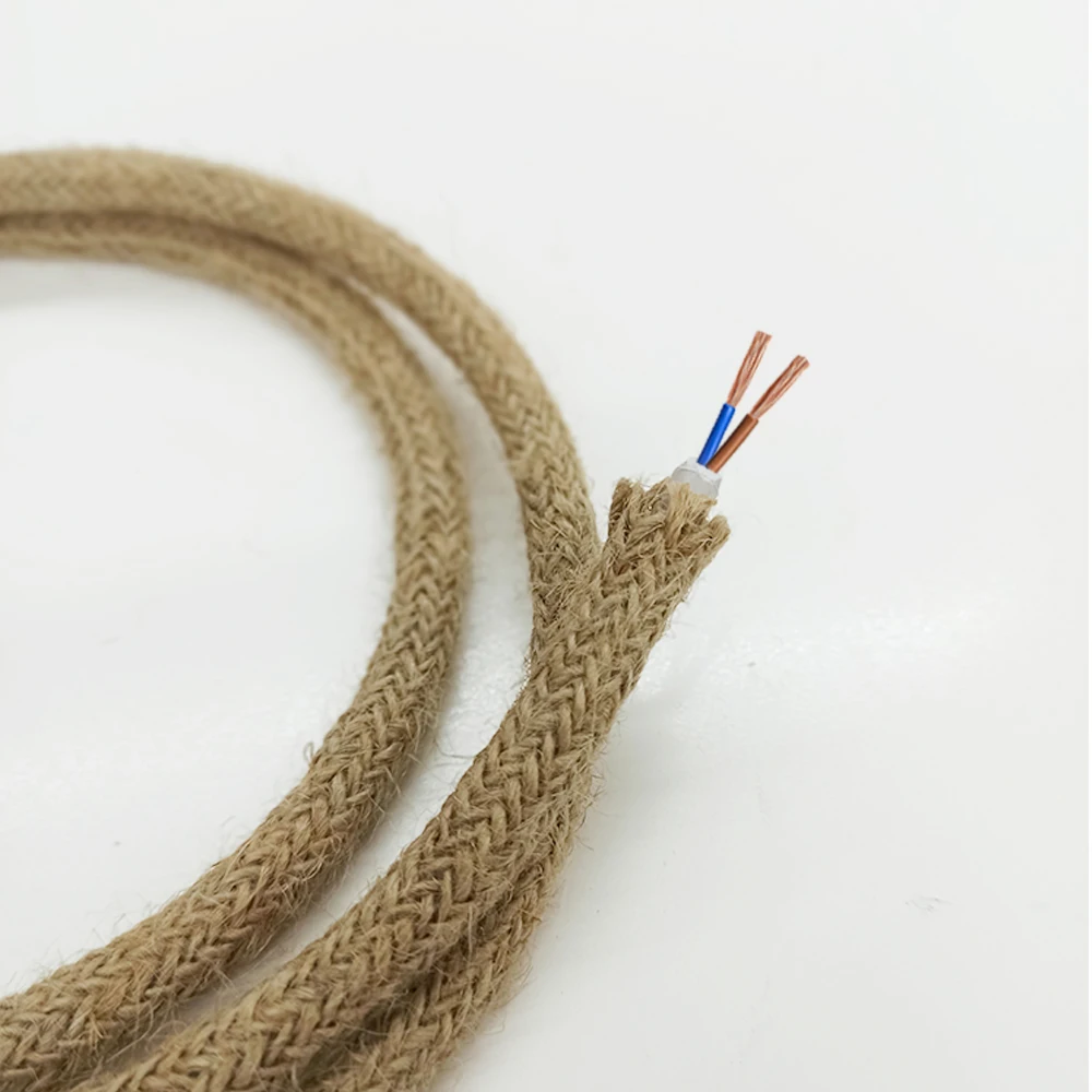 2 Core 3 Core Vintage Electrical Wire Hemp Rope  Wire Twisted Cable Braided Flexible Retro Pendant Light  Edison Bulb Lamp Cord