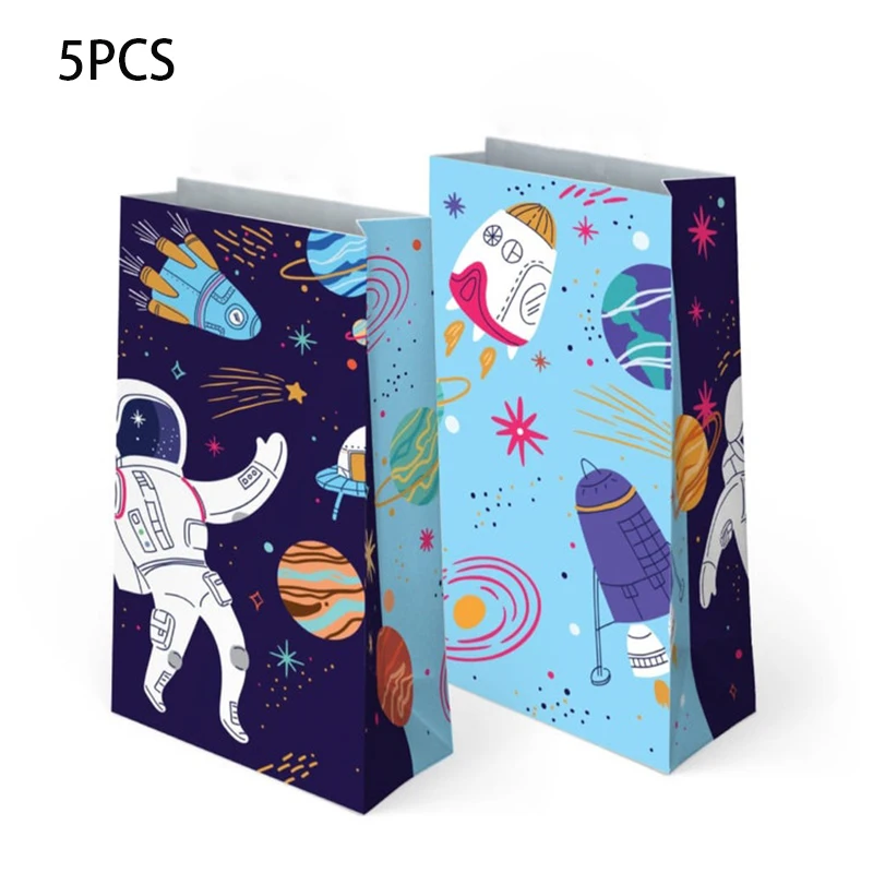 Space Birthday Party Paper Bags Gift Bag Favor Box for Candy Goodies Astronauts Rocket Universe Themed Event Treat Bag custom