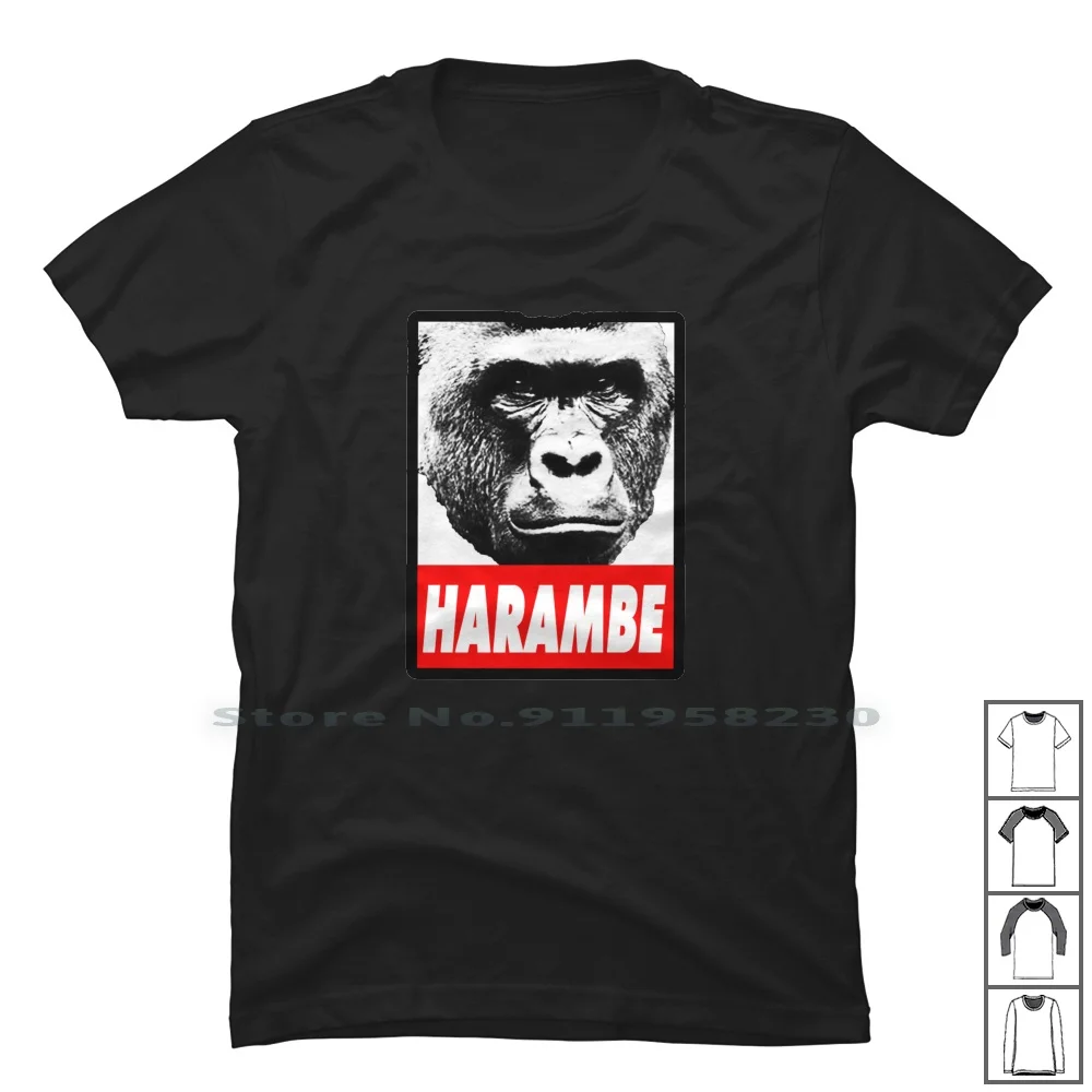 Harambe T Shirt 100% Cotton Chimpanzee New York Gorilla Sneaker Monkeys Primate Animals Planet Caesar Chimp Video