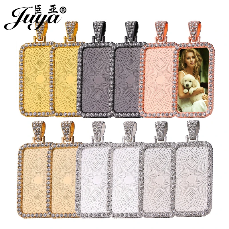 

30PCS 18x37mm Pendant Base With Rhinestone Rectangle Cameo Bezel Alloy Tray For Necklace Keychain DIY Jewelry Making Components