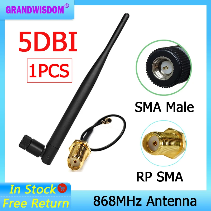 

Антенна 868 МГц 915 МГц 5dbi SMA Штекерный разъем GSM 915 МГц 868 МГц антенна IOT Водонепроницаемая антенна + 21 см коридор кабеля/u.FL Pigtail