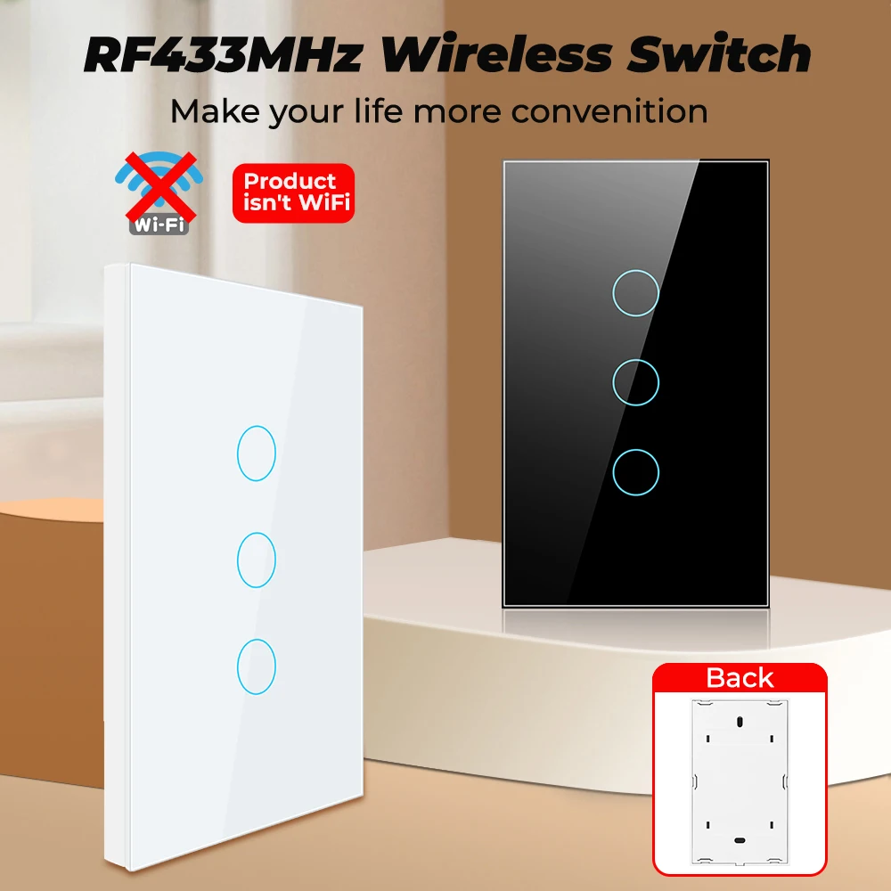 SMATRUL Brazil US 1/2/3 Gang Touch Wireless Switch Light RF 433Mhz Remote Control Smart Home Tempered Glass On Off Lamp ASK