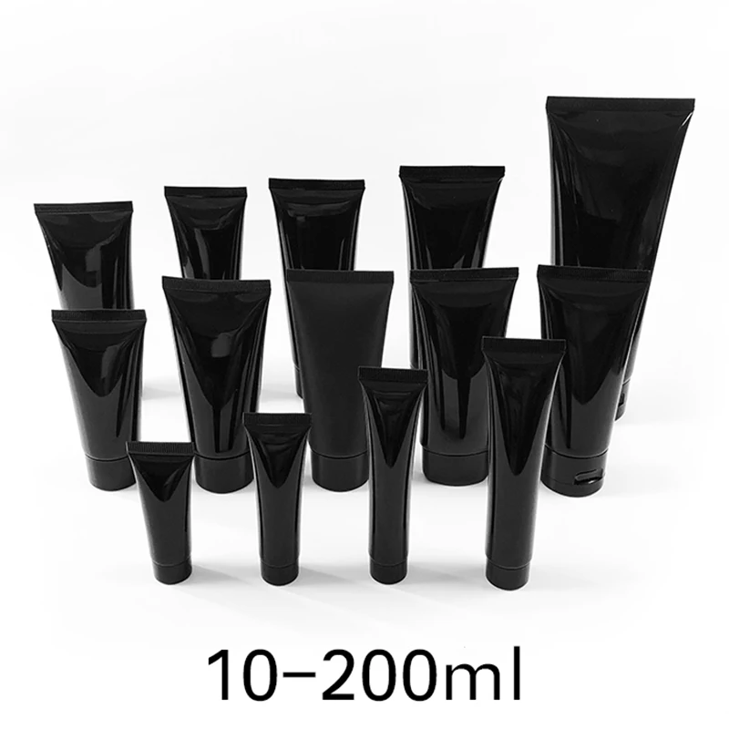 10ml 30ml 50ml 100ml 200g Black Empty Cosmetic Squeeze Bottle Container Butter Cream Packaging Plastic Soft Tube