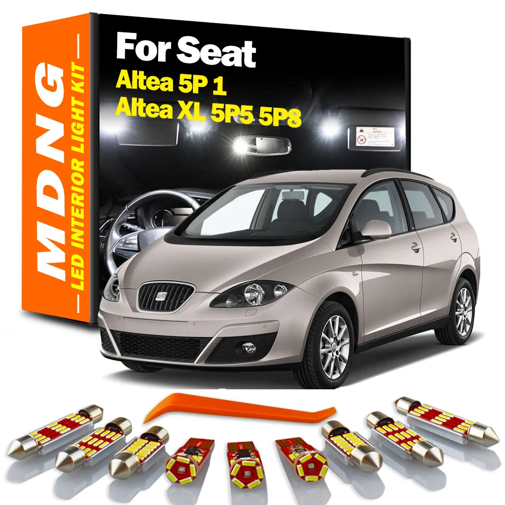 MDNG 13Pcs Canbus Car Accessories LED Interior Dome Map Trunk License Plate Light Kit For Seat Altea 5P 1 For Altea XL 5P5 5P8