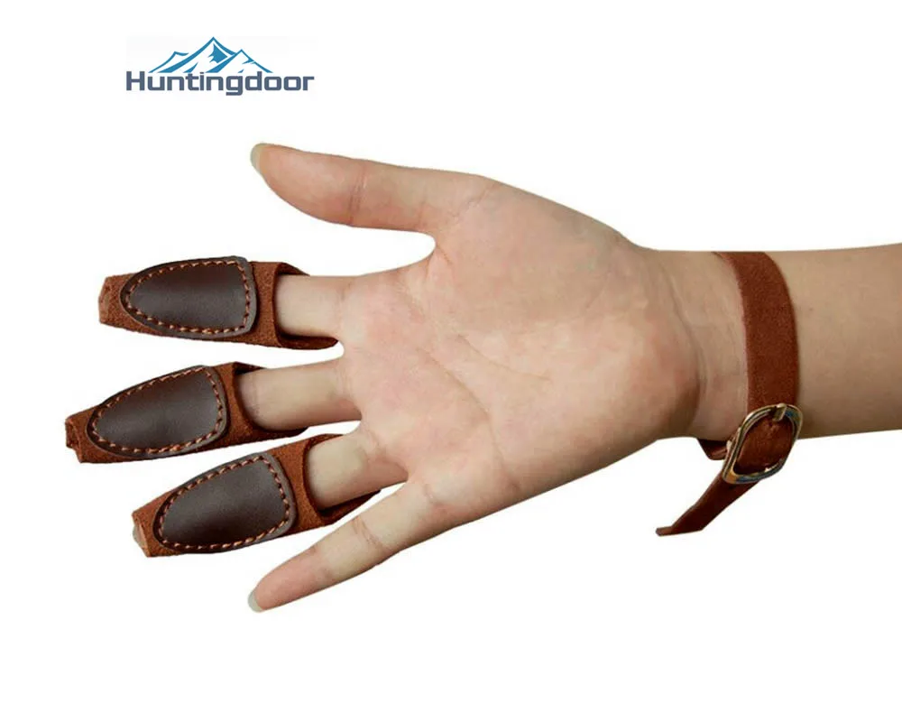 Suede Leather Finger Guard Arm Guard Archery Shooting Practice Bow Arrow Sports Brown Protective Glove Real Cowhide 3 Finger