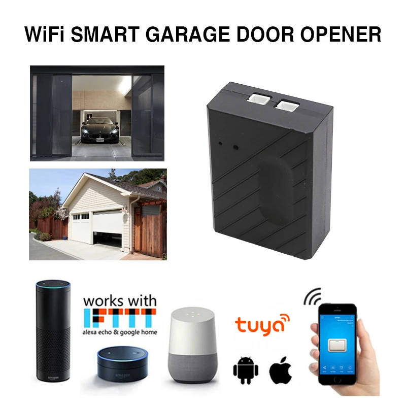 Smart Tuya WiFi Garage Door Automatic Opener Mobile APP Alexa Echo/Google Home Voice Remote Control Door Entry Gate Open & Close