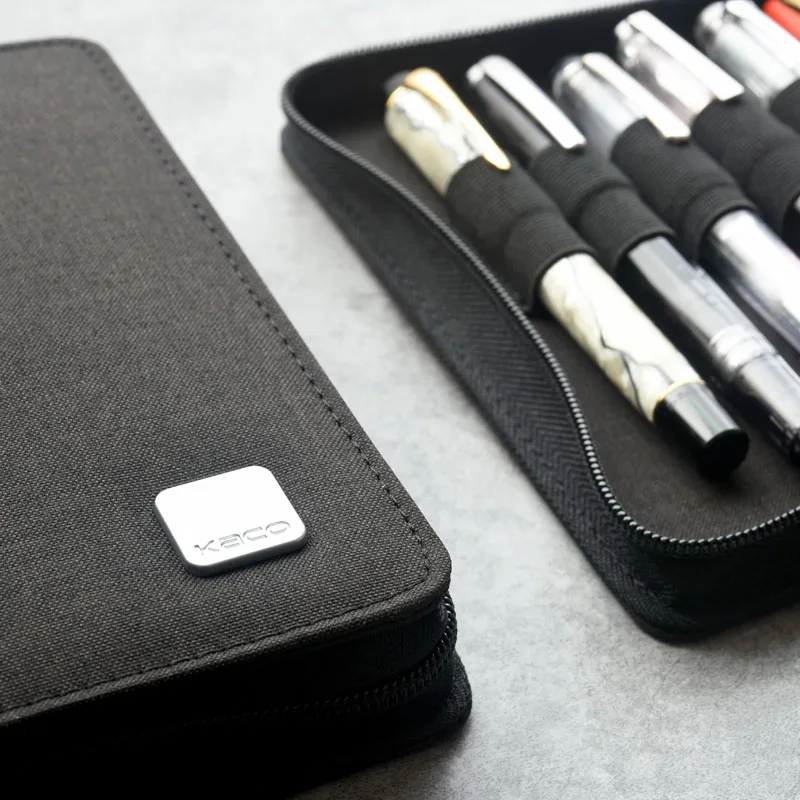 KACO-estuche para bolígrafos, bolsa de almacenamiento disponible para 20 estilográficas/Rollerball, Color negro/gris, resistente al agua