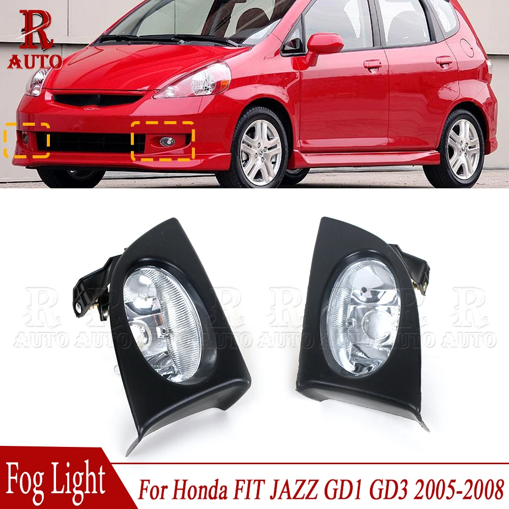 R-AUTO Front Bumper Fog Light Fog Lamp With No Bulb Car Styling For HONDA FIT JAZZ GD1 GD3 2005 2006 2007 2008 33900-SAA-H11