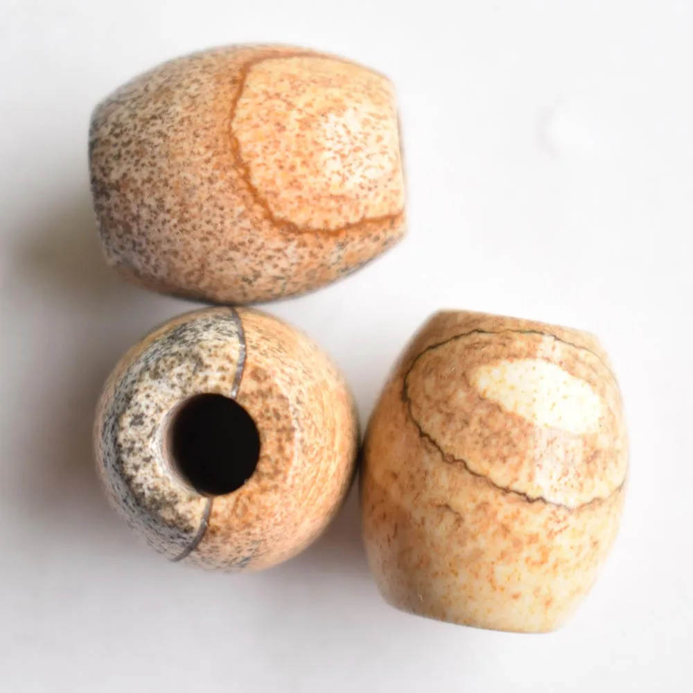 Großhandel 12 Stück/Set Modische, hochwertige Mischung aus Naturstein, 16x18mm, runde Form, große Lochperlen für DIY-Armband-Schmuckherstellung. – Detail 13