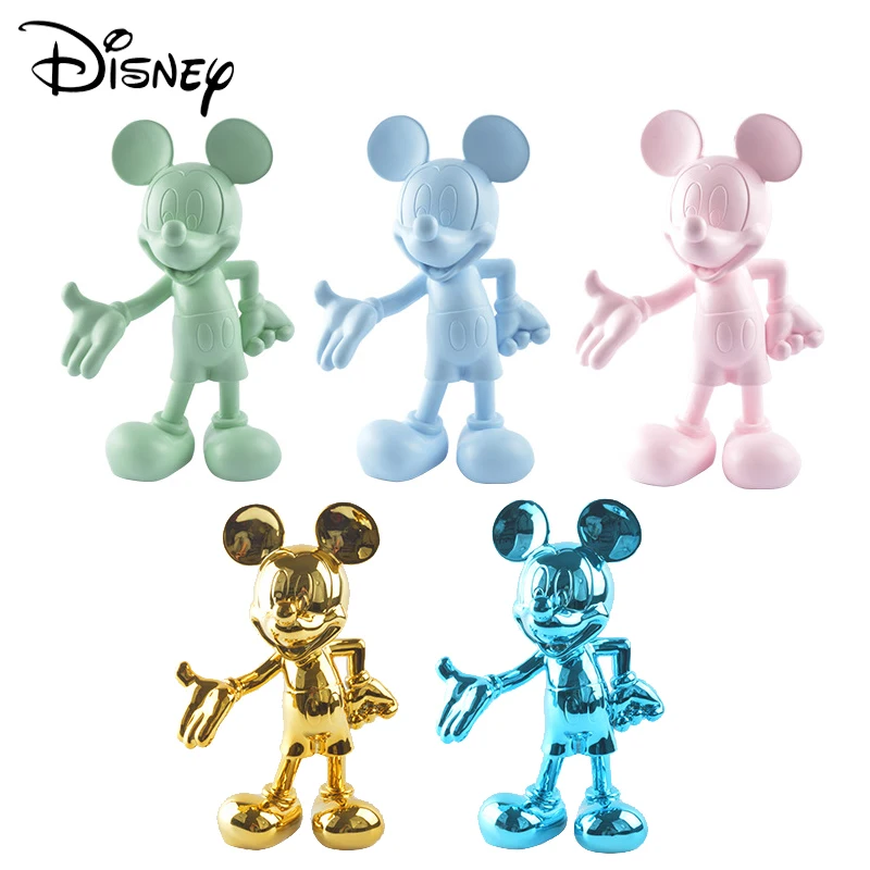 

Disney Mickey Mouse Figure Electroplating Statue Cartoon Desktop Decoration Ornaments Fashion Home Shop Resin Model Toy For Kids