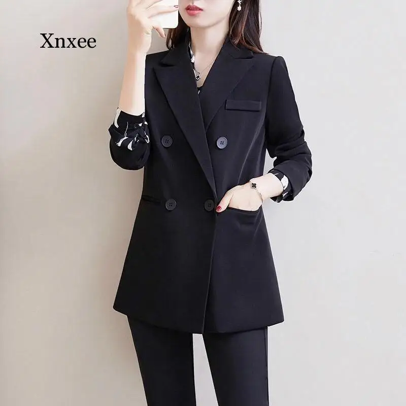 Spring and Autumn Women's High-Quality Women's New Black Suit Jacket Two-Piece Jacket Wide-Leg Pants Suit Nine-Point Pants Slim