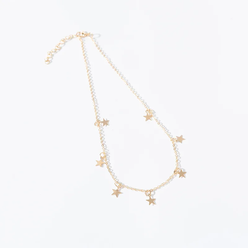 Gold Color Star Party Women's Pendant Necklace Fashion Female Choker Necklaces Jewelry Simple Ladies Pentagon-Star Jewelry Gifts