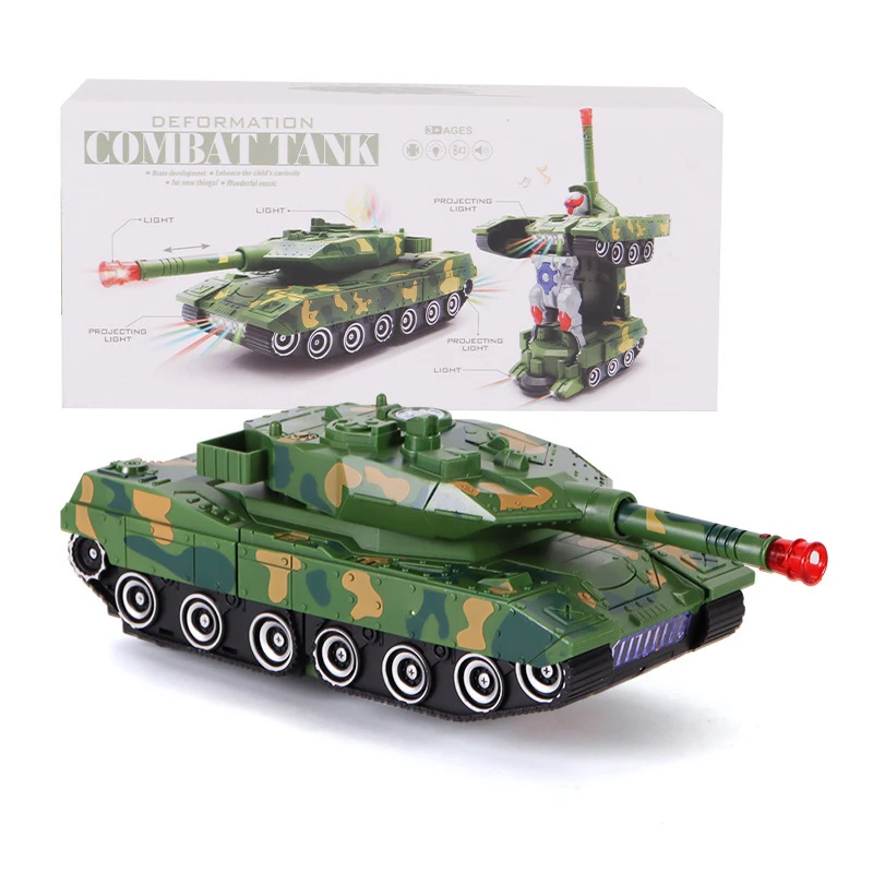 

Electric Deformation Tank Toy Car Combat Tank Flashing Led Light Music Car Kids Childrens Gift Toy Vehicles 360 Degree Rotation