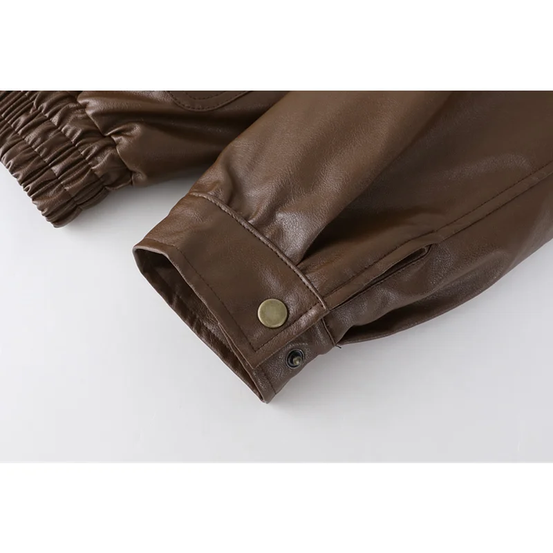 Veste en cuir patchwork en peluche pour femme, manteau en fausse fourrure, col en fourrure, noir, streetwear chaud UNIS issant Baggy, haut de