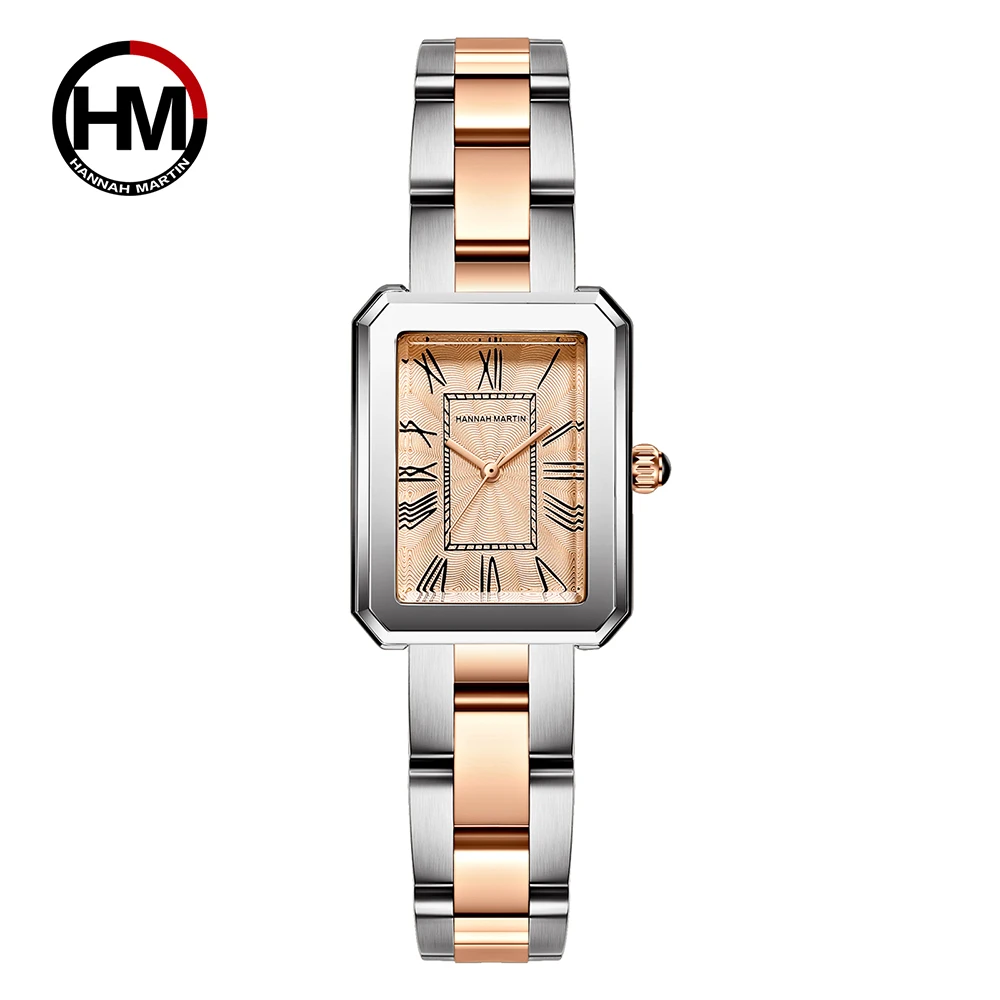 Japan Movement Square Dial Women Watch Fashion Elegent  Female Rose Gold Stainless Steel Band Waterproof Quartz Wristwatches