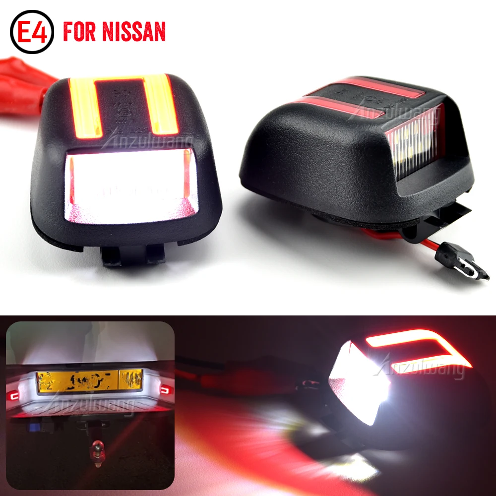 LED License Plate Light For Nissan Navara D40 Titan Xterra Armada Frontier For Suzuki Equator 2PCS White+Red Number Plate Lamps