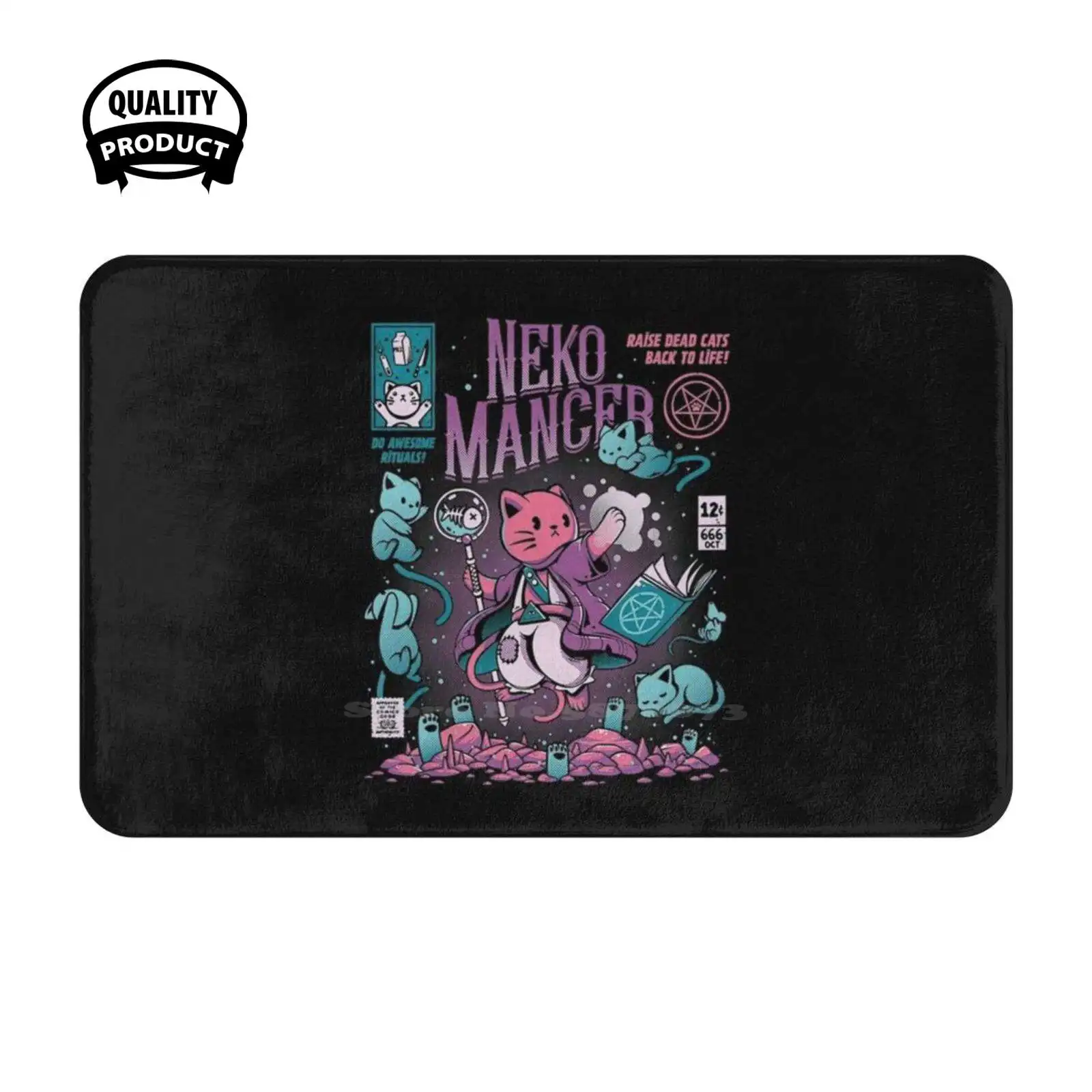 Neko Mancer Cat Soft Cushion Home Carpet Door Mat Car Rug Neko Mancer Cats Alchemist Alchemy Animals Animation Bones Cartoon